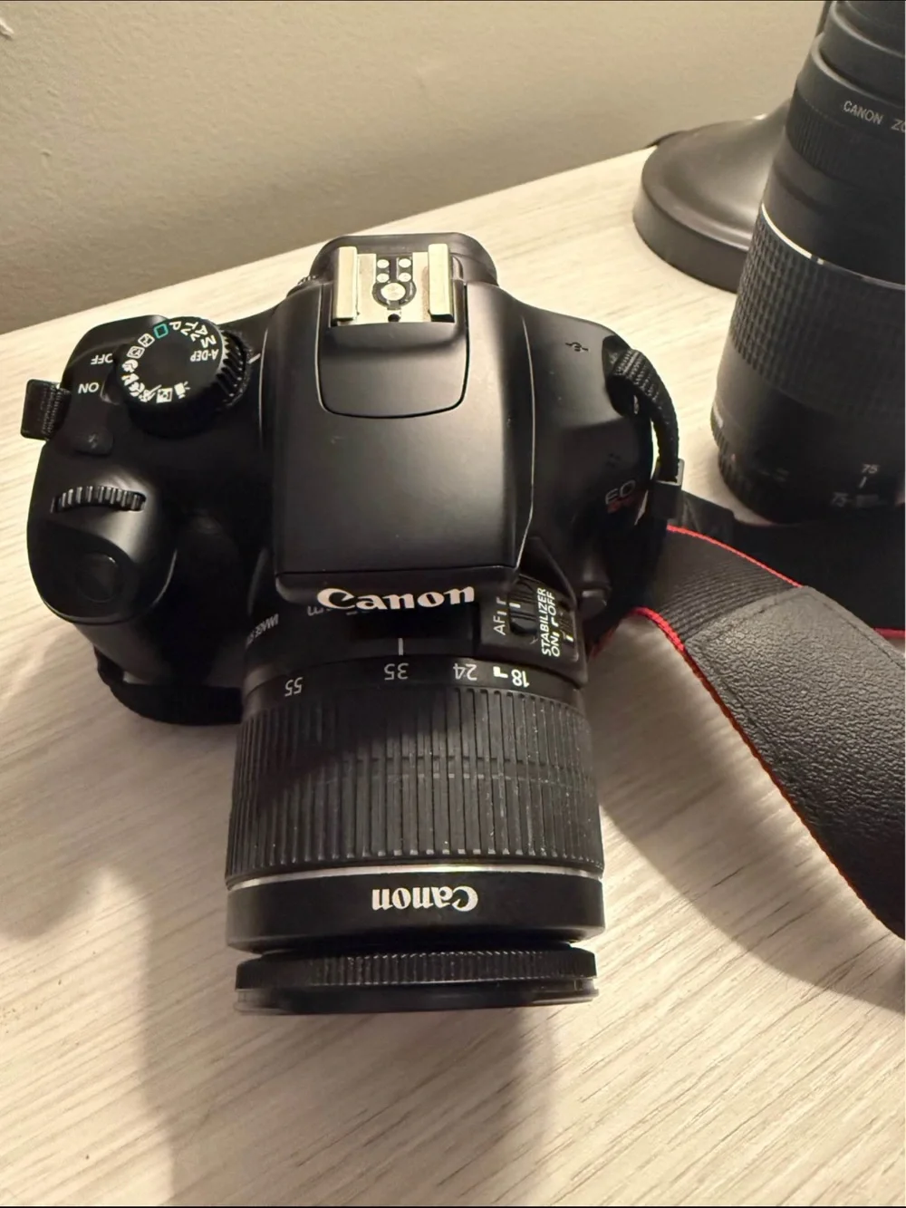 Canon Black EOS Rebel T3 18-55mm and 75-300mm Lenses